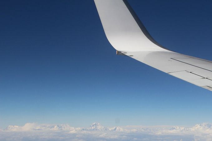 Vårt første syn av Himalaya før landing i Kathmandu